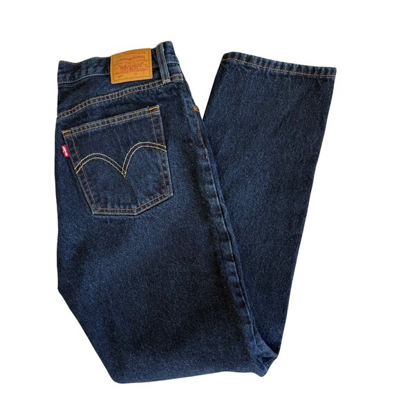 Levis 501 Jeans Womens Size 31 x 32 Original Fit Button Fly Dark Wash High Rise - Picture 1 of 15
